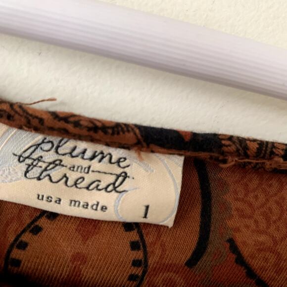 Plume & Thread Bamboo Top Tunic Black Size 1 (small). Burnt orange. - Picture 5 of 5